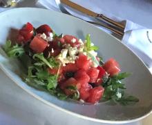 Watermelon salad with feta and lime honey vinegrette